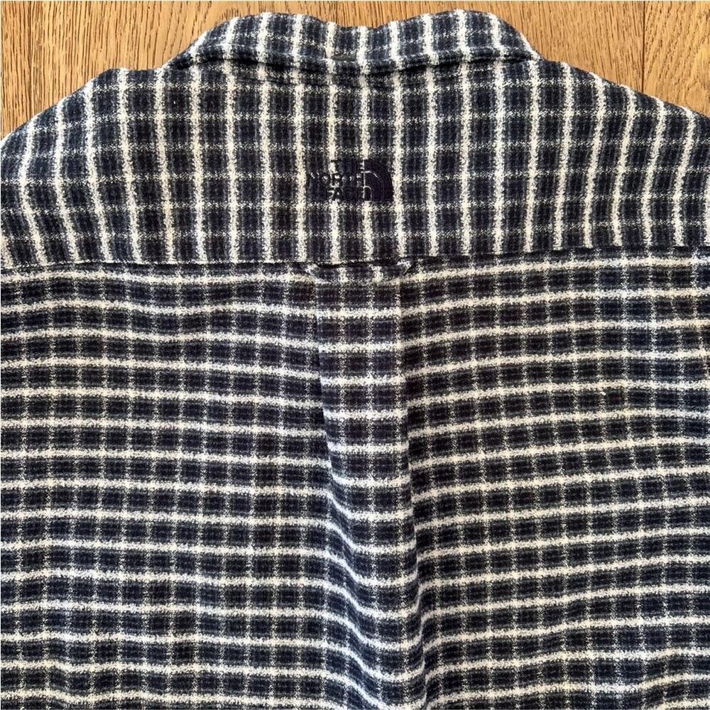 North Face Tekware Flannel Shirt Jacket Men Large Navy Plaid Button Up Shacket - Picture 5 of 7